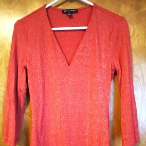 Sparkly v neck sweater in dark coral/pink